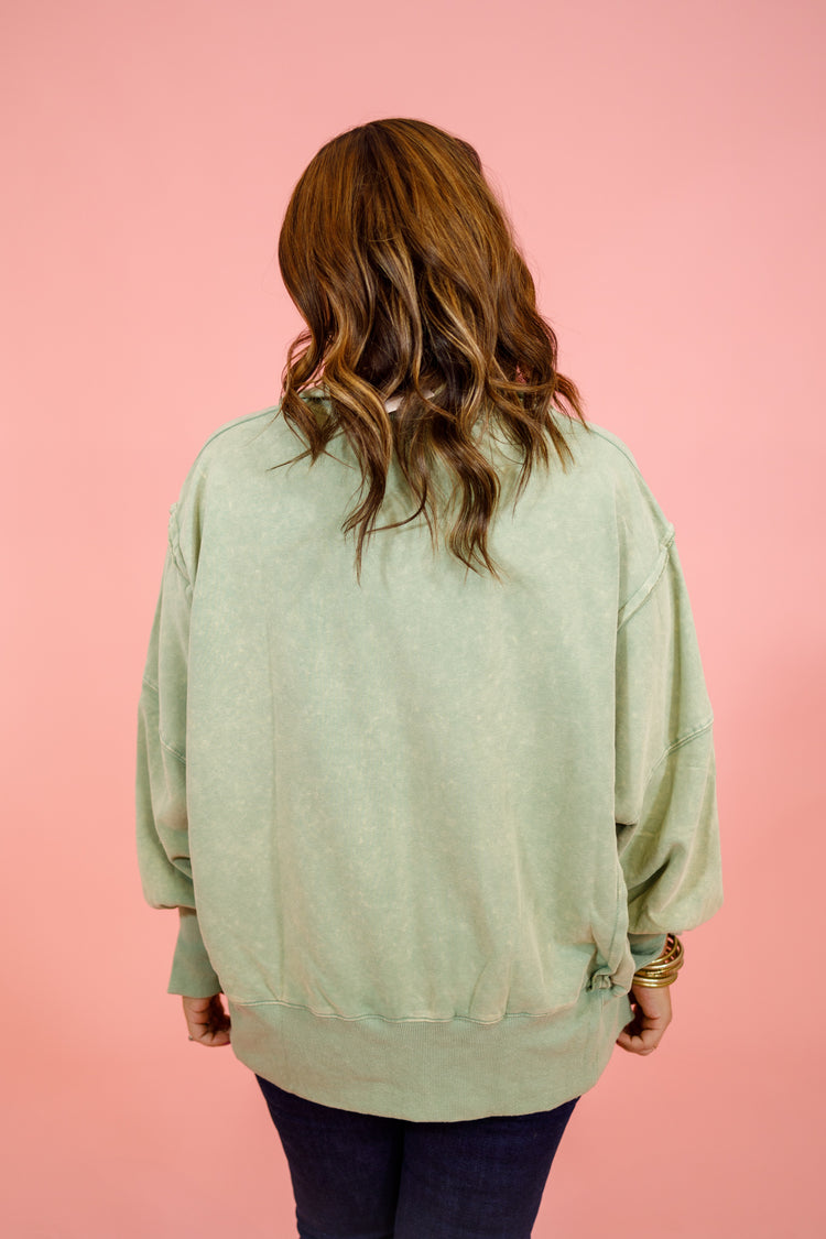 Olive Washed Terry Top