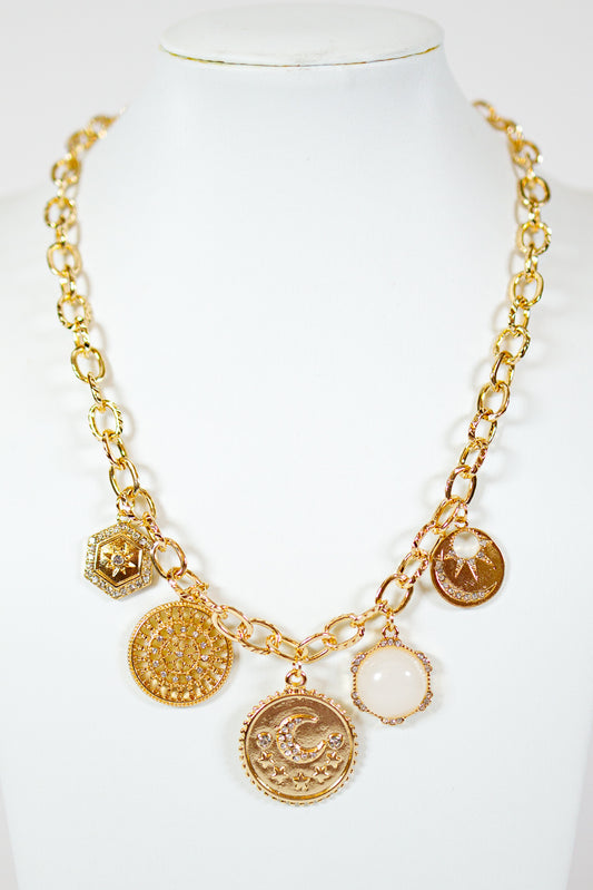 Moon & Multi Charm Necklace