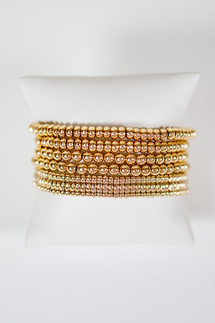 5 Row Flat & Ball Beads Bracelet