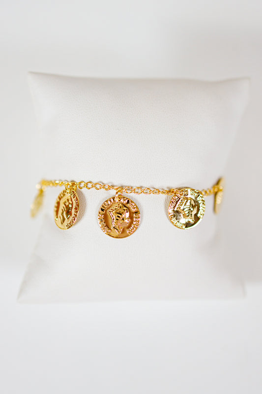 Coin Charm Dangle Bracelet