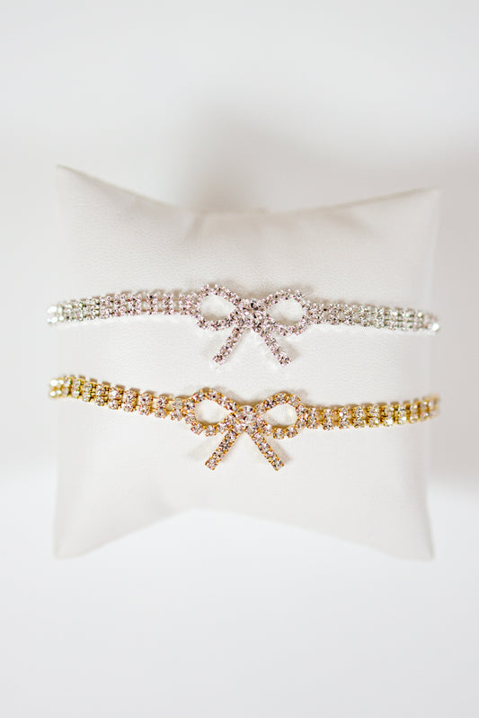 Rhinestone Dainty Bow Bracelet