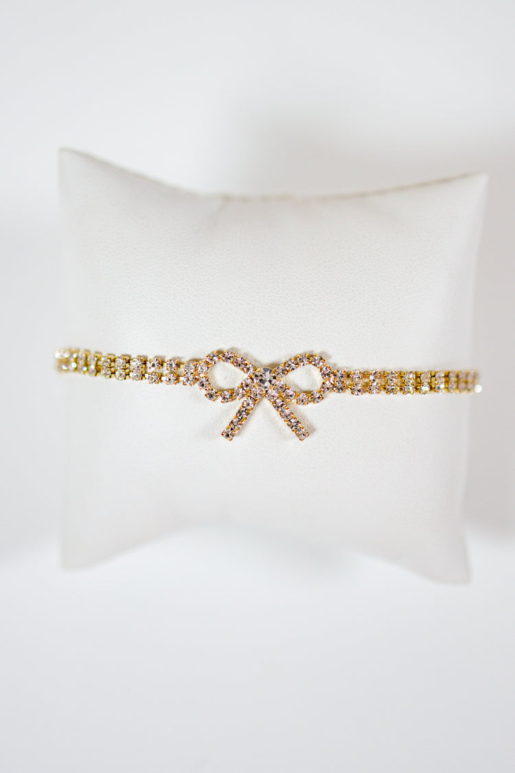 Rhinestone Dainty Bow Bracelet