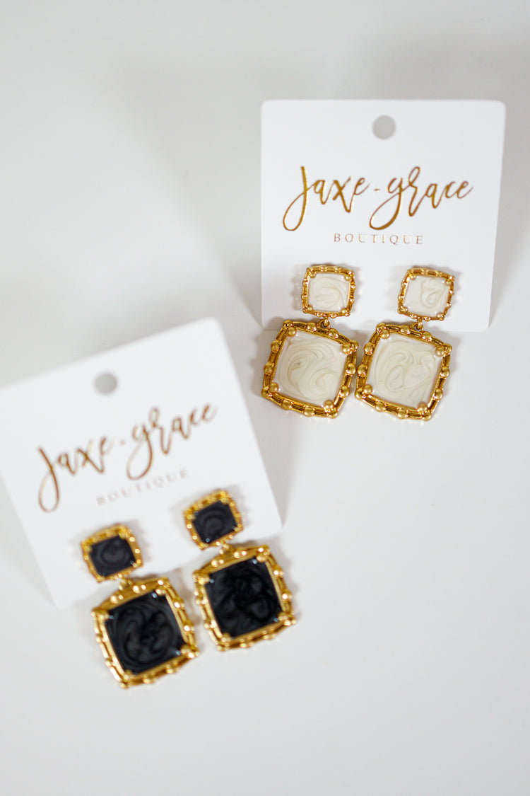 Double Square Drop Earrings, VARIOUS