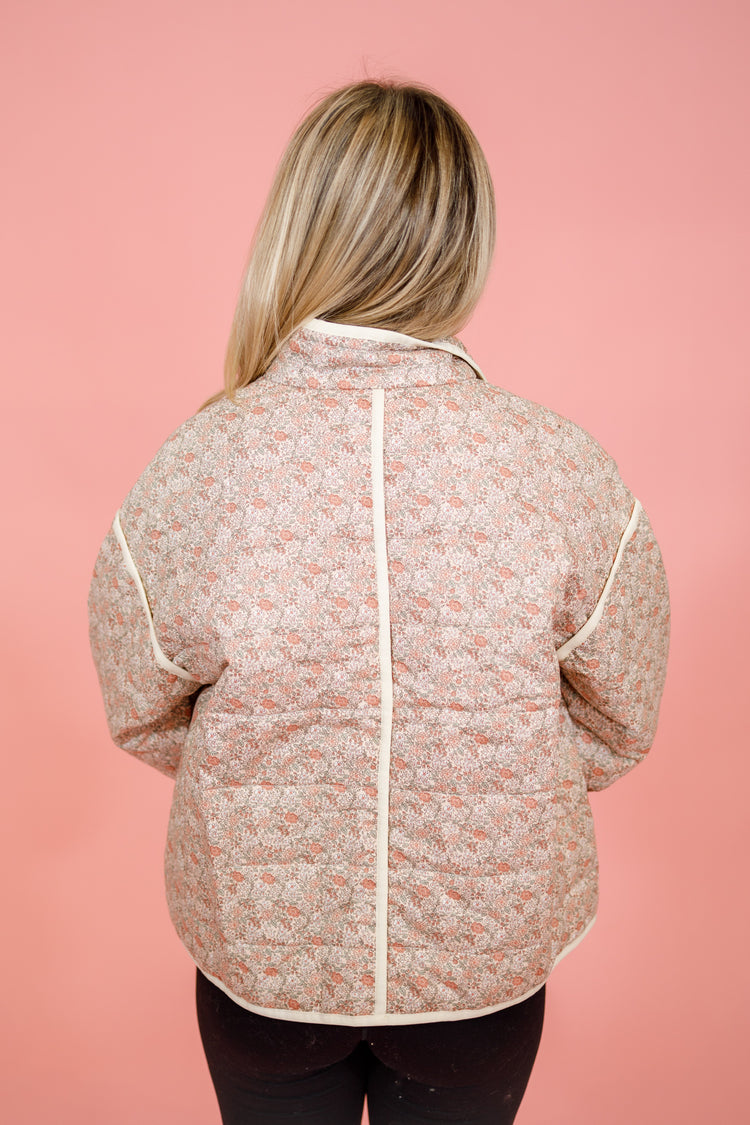 Mauve Floral Quilted Jacket