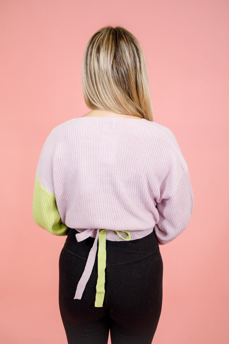 Lilac and Lime Cropped Sweater