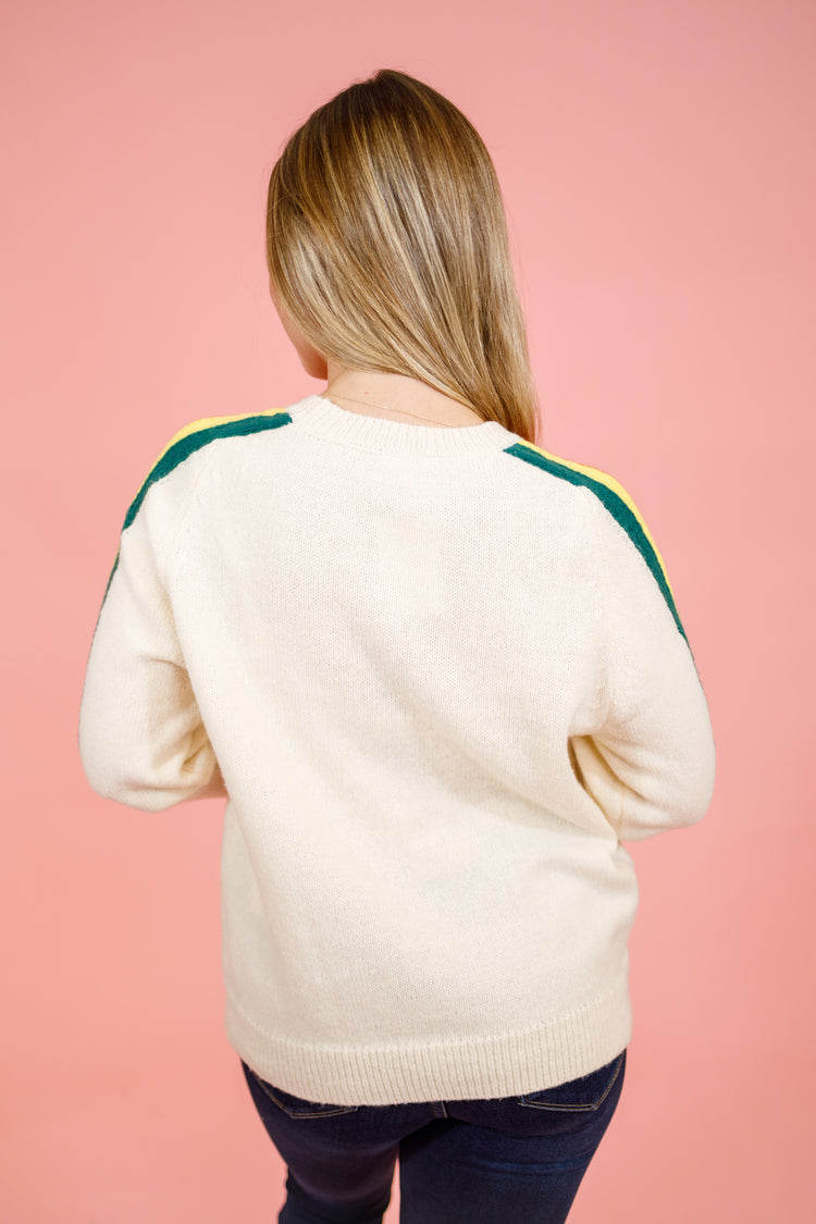 Ivory Stripe Sleeve Sweater