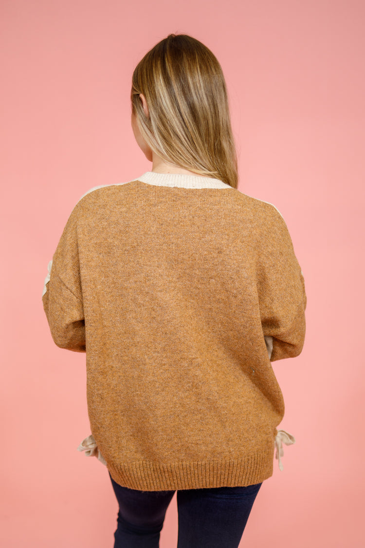 Taupe Side Tie Sweater