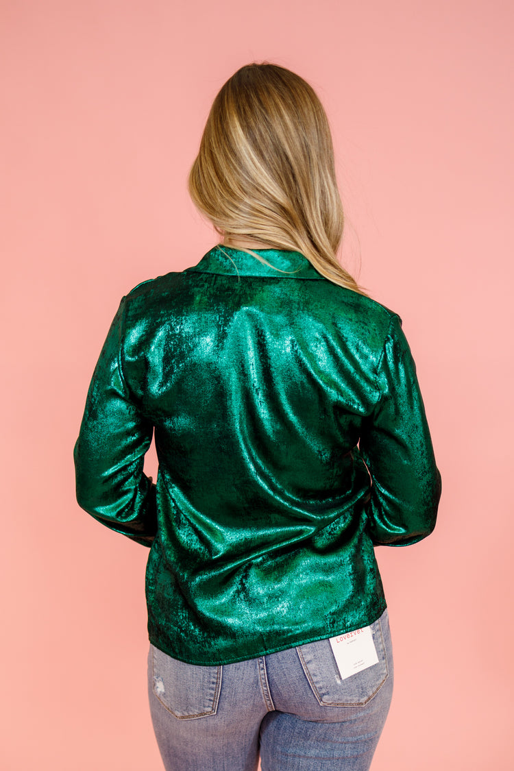 Green Satin Shimmer Top