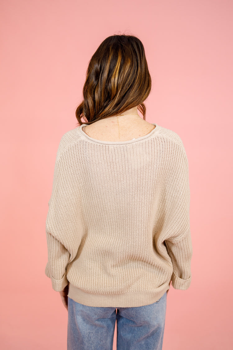 Sand Knit Patch Sweater