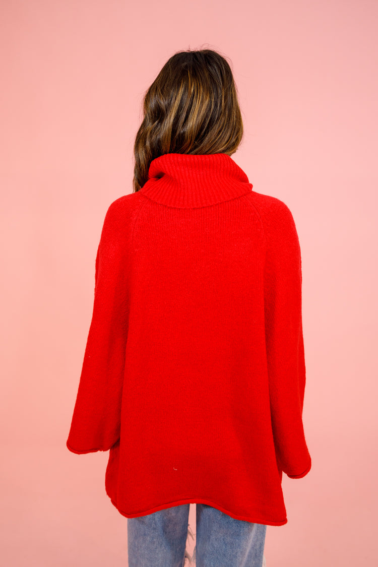 Red Dolman Turtleneck Sweater