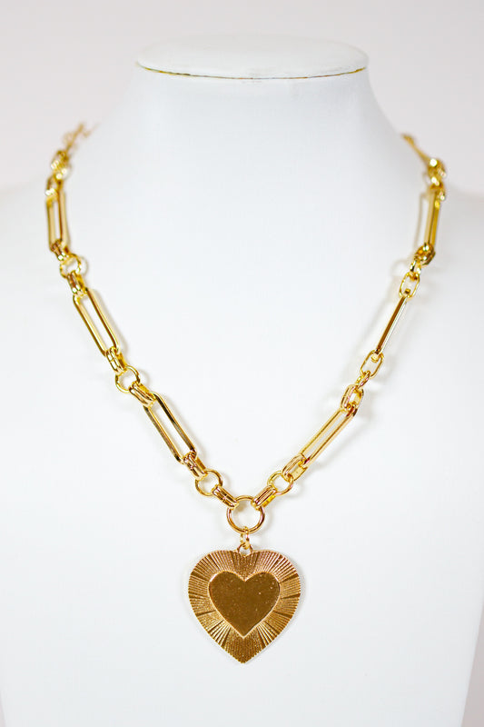 HD Gold Heart Paper Clip Necklace