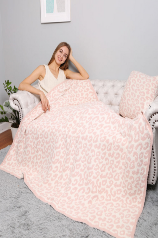 Light Pink Leopard Fuzzy Blanket