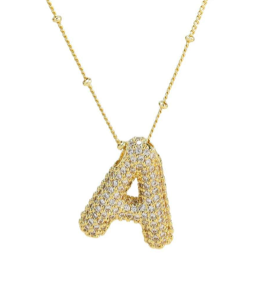 Jeweled Bubble Initial Necklace, VARIOUS