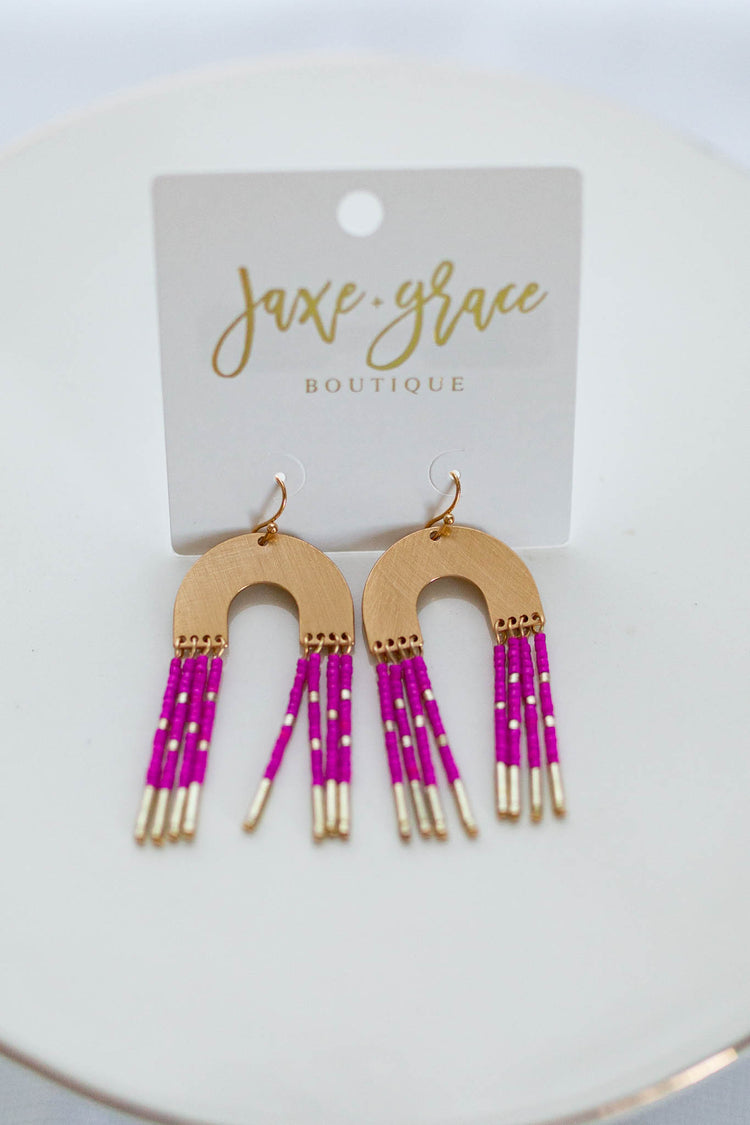 Metal & Beaded Arch Earrings, VARIOUS