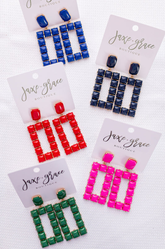 Rectangle Acrylic Bead Earrings, VARIOUS